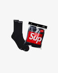 Supreme Hanes Crew Socks - Black 4 Pack, Size 6-12