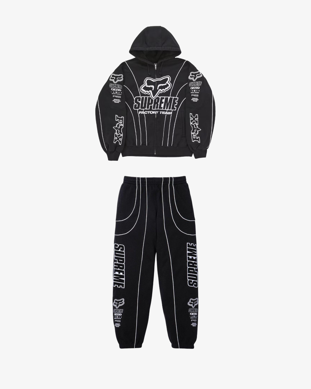 Supreme x Fox Racing Zip Up Hooded Sweatshirt Black