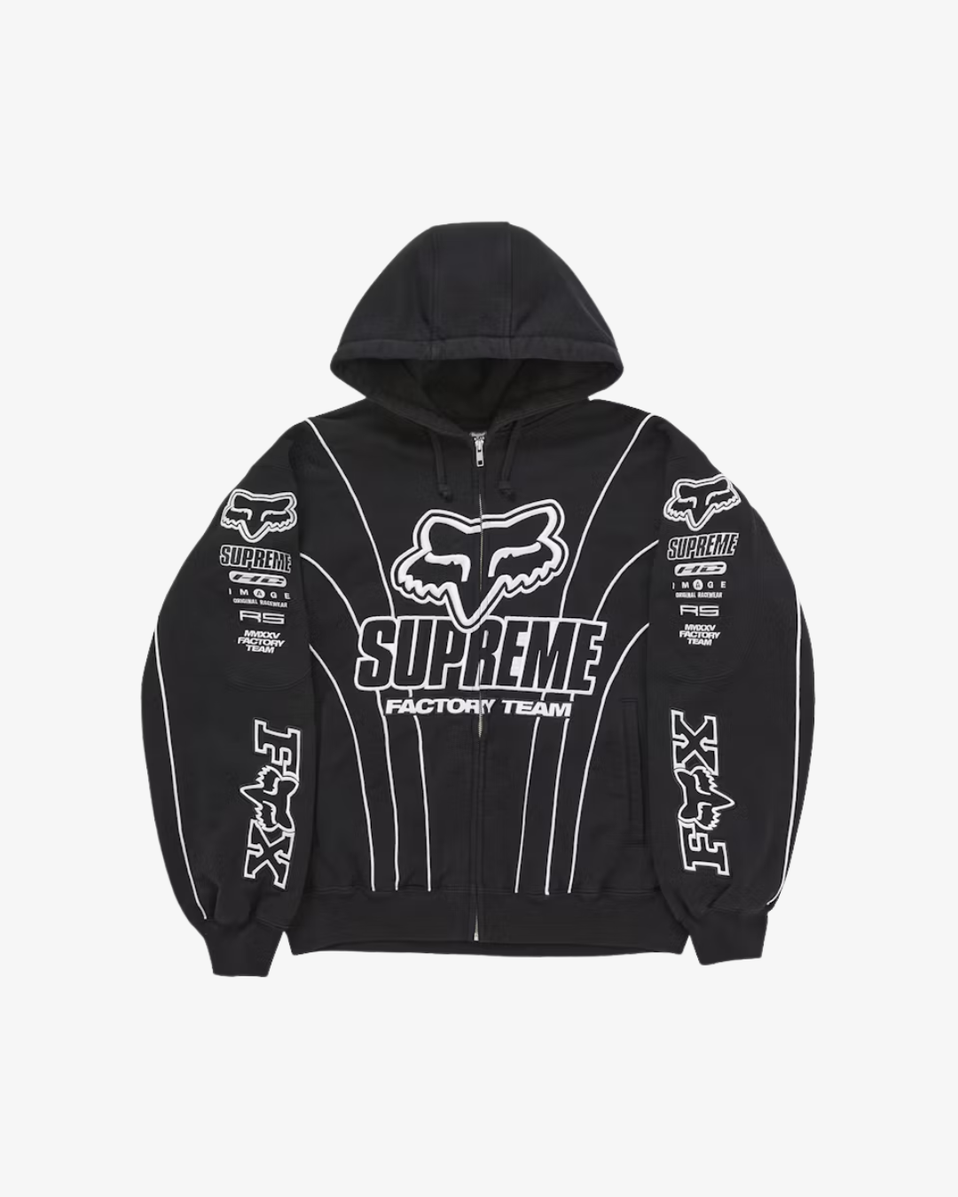 Supreme x Fox Racing Zip Up Hooded Sweatshirt Black