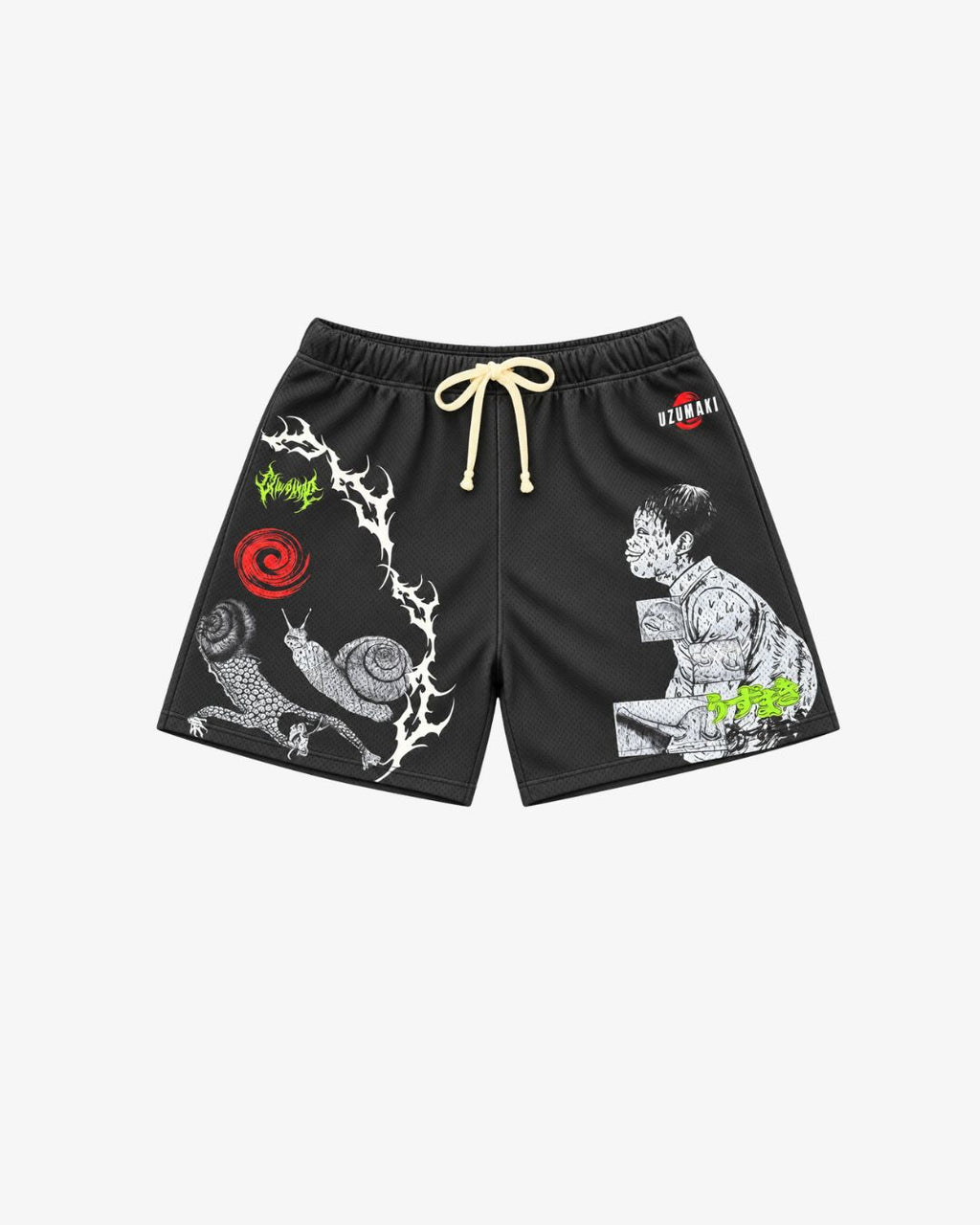 Civil Regime Uzumaki Black Graphic Mesh Shorts