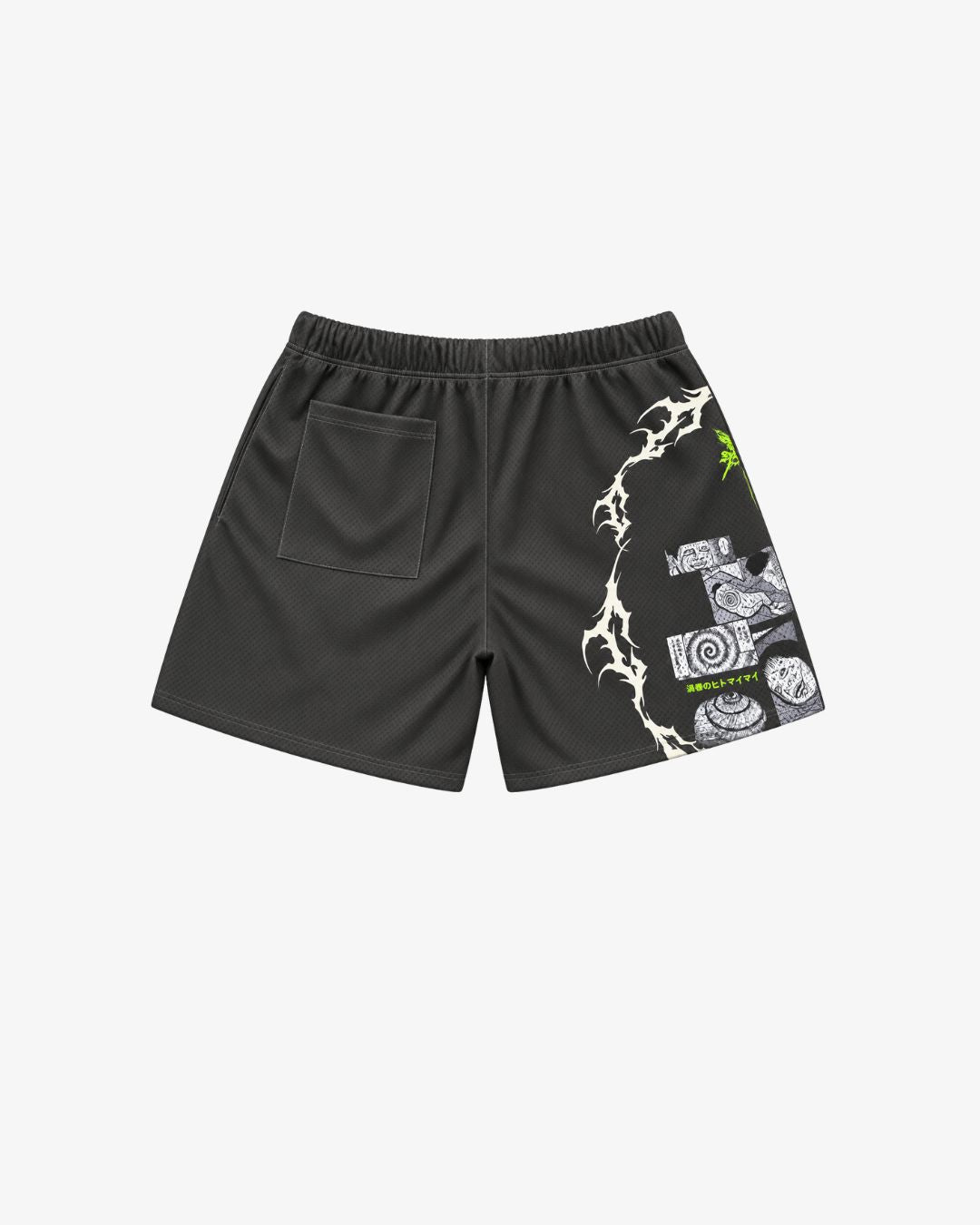 Civil Regime Uzumaki Black Graphic Mesh Shorts