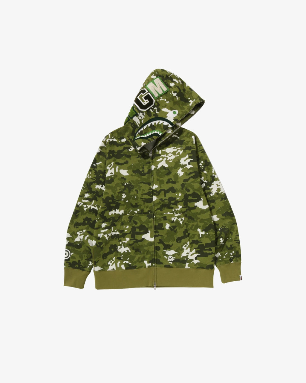 Zip Hoodie Shark Pixel Green Bape