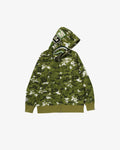 Zip Hoodie Shark Pixel Green Bape