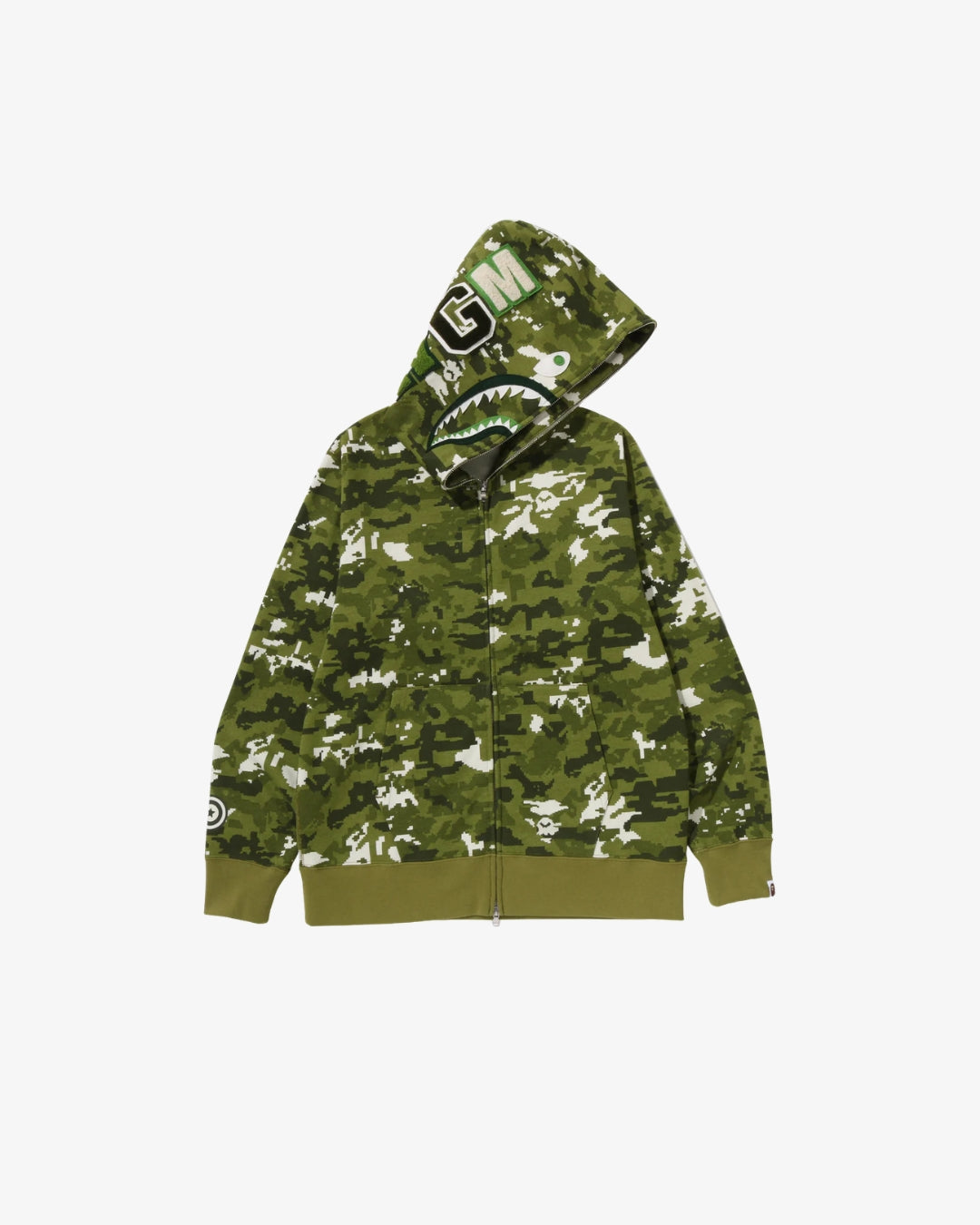 Zip Hoodie Shark Pixel Green Bape